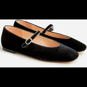 J.Crew Anya Mary Jane velvet ballet flat - black